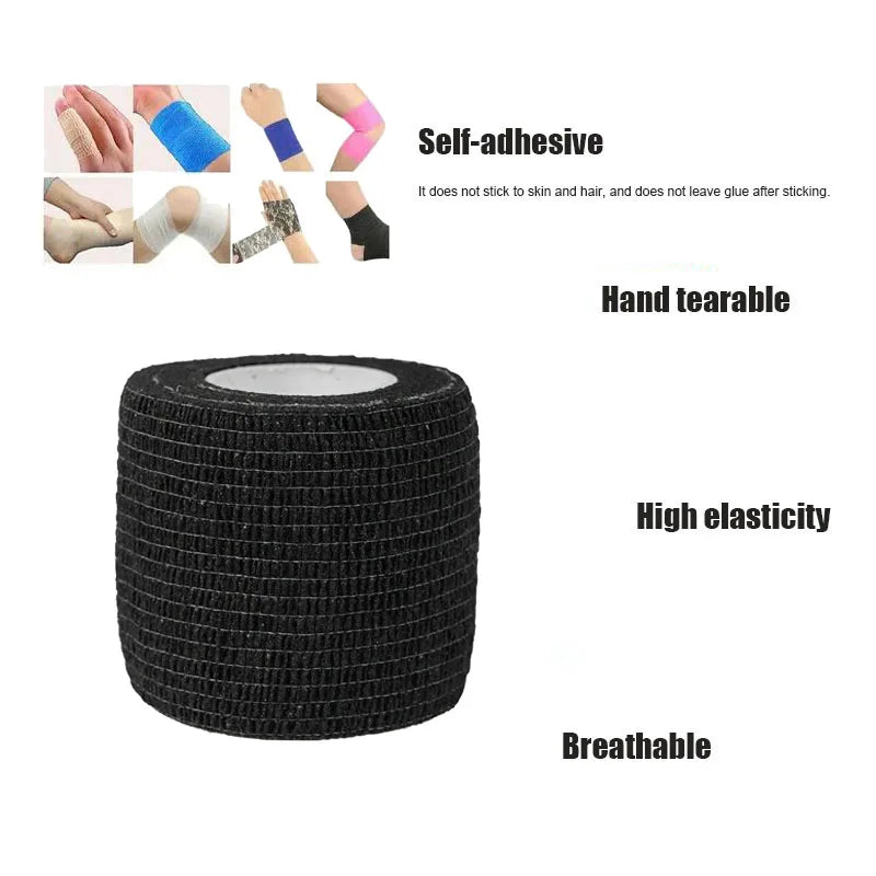 Self Adhesive Elastic Sports Bandage Black Cohesive Wrap Wrist Ankle Support Tape