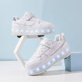 Kids LED Roller Skate Shoes Flashing 4 Wheel Light Up Sneakers