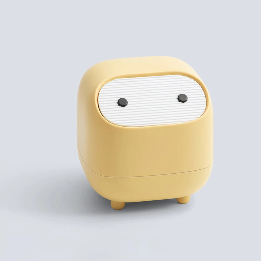 Mini Desktop Trash Can with Lid Cute Small Plastic Garbage Bin for Office Bathroom
