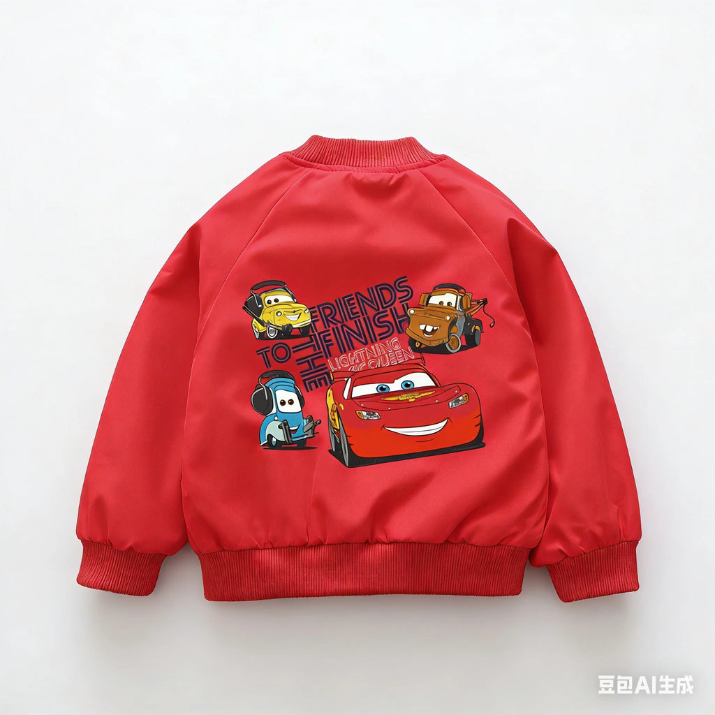 Kids Cartoon Race Car Zipper Jacket Spring Autumn Windbreaker Coat