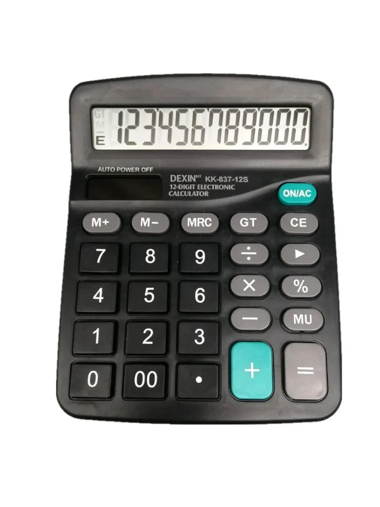 12 Digit Desktop Calculator – Large LCD Display Dual Power Solar & Battery