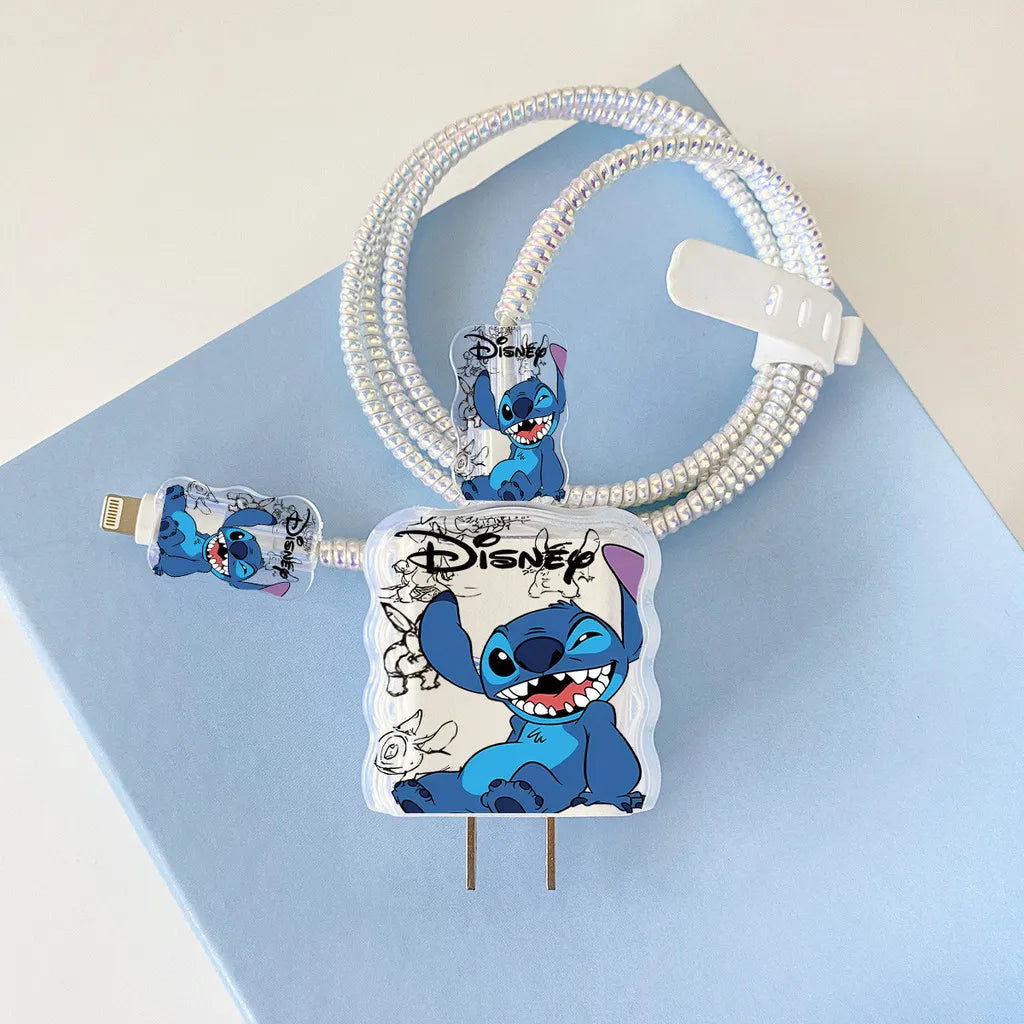 Cartoon Stitch Charger Cable Protector Case for iPhone Fast Charging Cable Winder