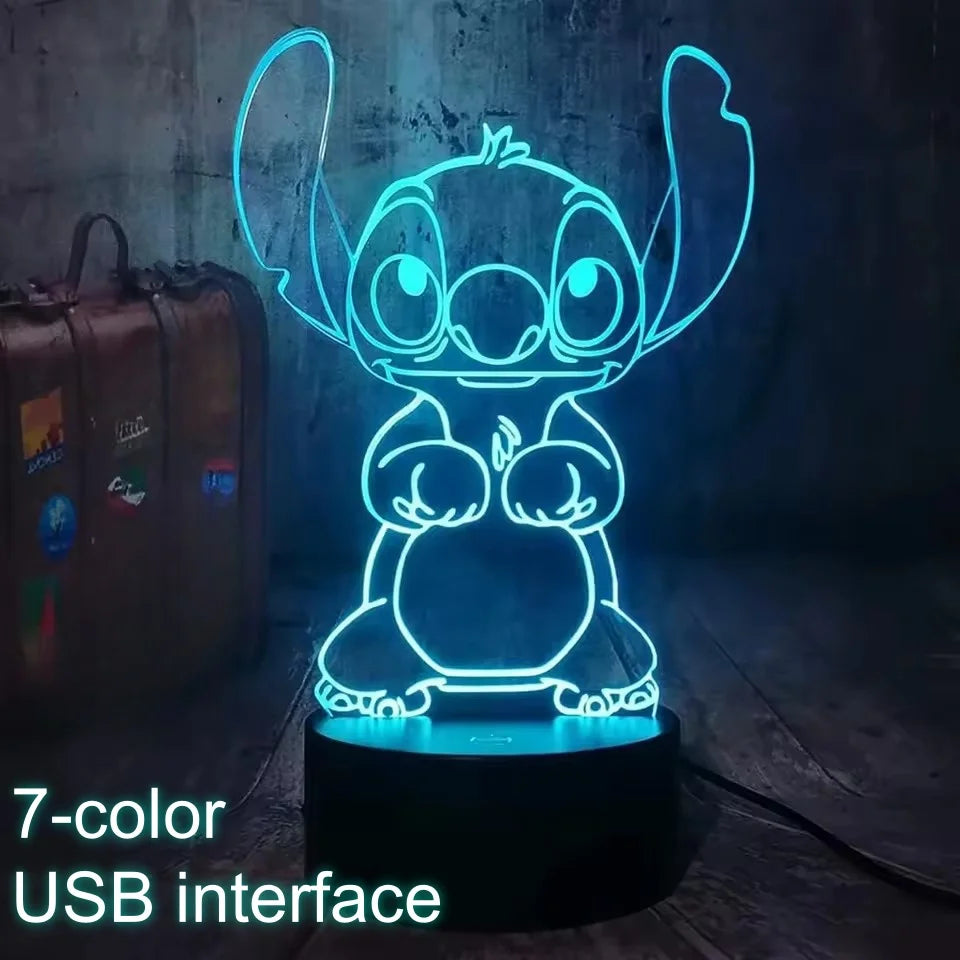 Stitch 3D Illusion USB Night Light Smart Touch Room Decor Lamp Kids Gift
