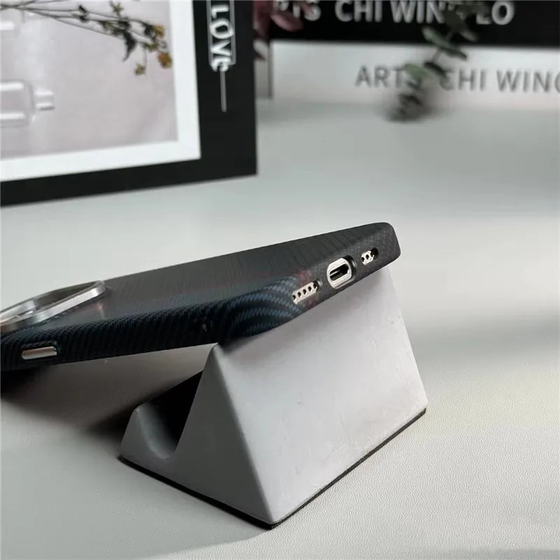 Geometric Carbon Fiber 3D Magnetic Hard iPhone Case