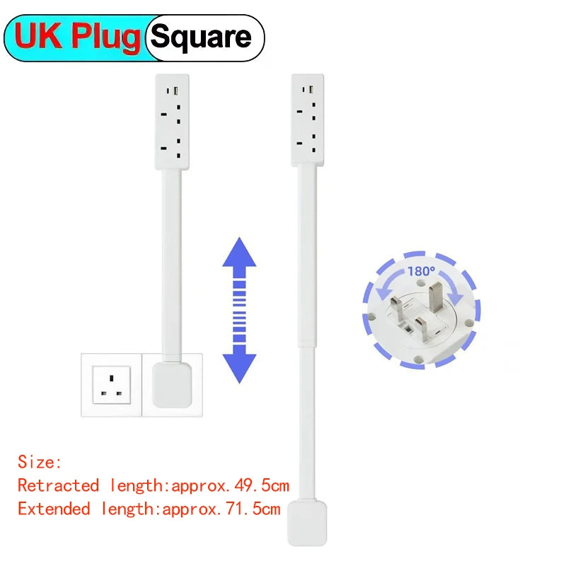 Rotating Power Outlet Extender Adjustable Wall Plug Socket for Nightstand