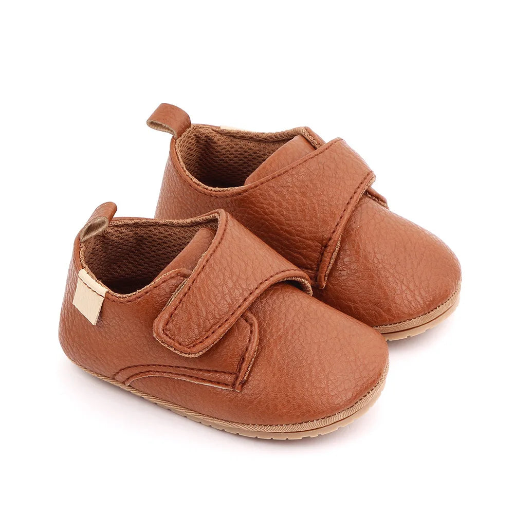 Newborn Baby Leather Shoes Anti Slip Rubber Sole First Walker Moccasins