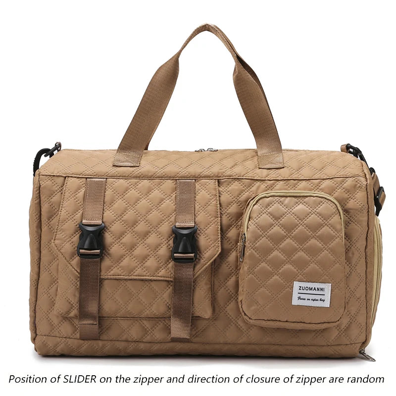 Quilted Travel Duffel Bag Women Large Capacity Gym Bag Waterproof Weekend Overnight Tote