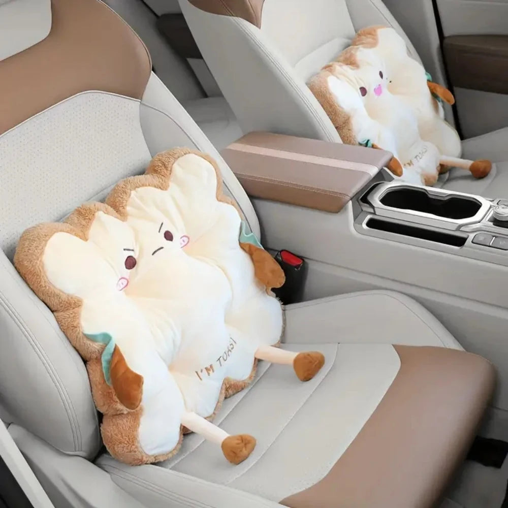Lumbar Support Cushion Cute Toast Seat Pad Car Office Chair Back Cushion