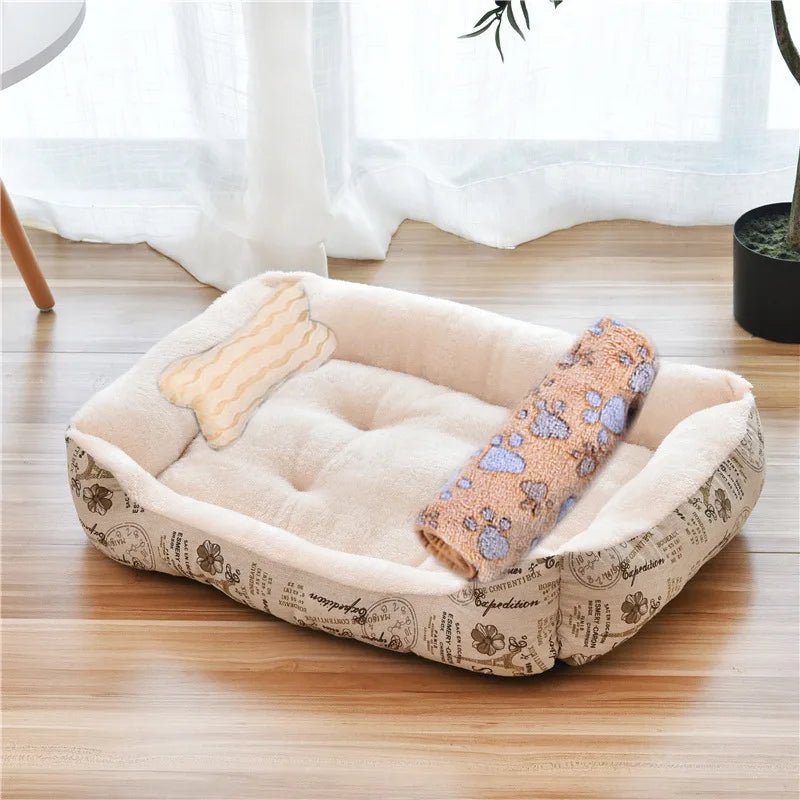 Warm Square Dog Bed for Small Medium Large Dogs and Cats