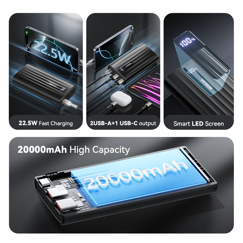 Power Bank 20000mAh/10000mAh Fast Charging PD Portable Charger USB-C External Battery for iPhone Samsung