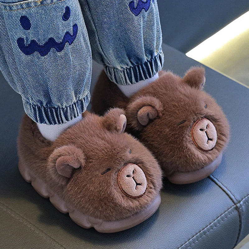 Kids Capybara Plush Slippers Warm Non Slip House Shoes for Boys & Girls