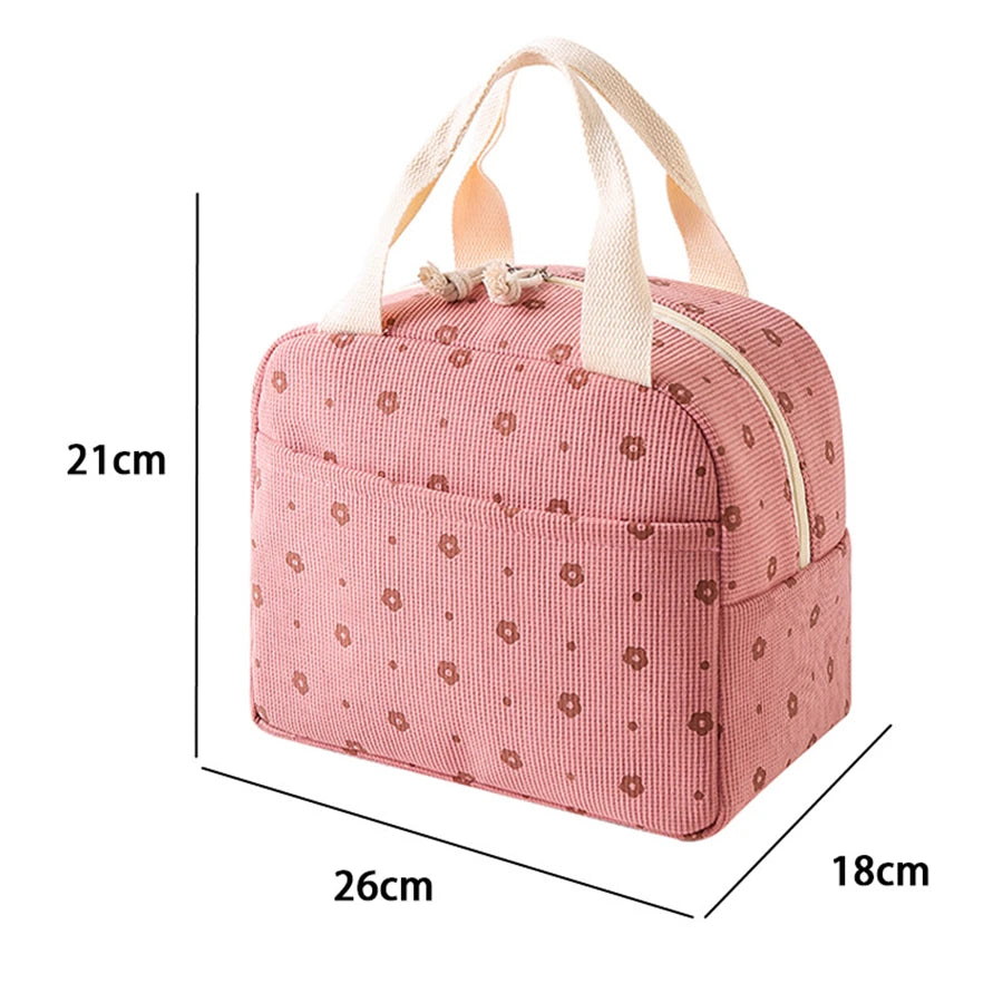 Floral Insulated Lunch Bag Waterproof Portable Office Cooler Bag