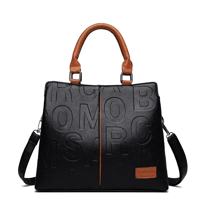Women PU Leather Crossbody Tote Bag Large Capacity Handbag