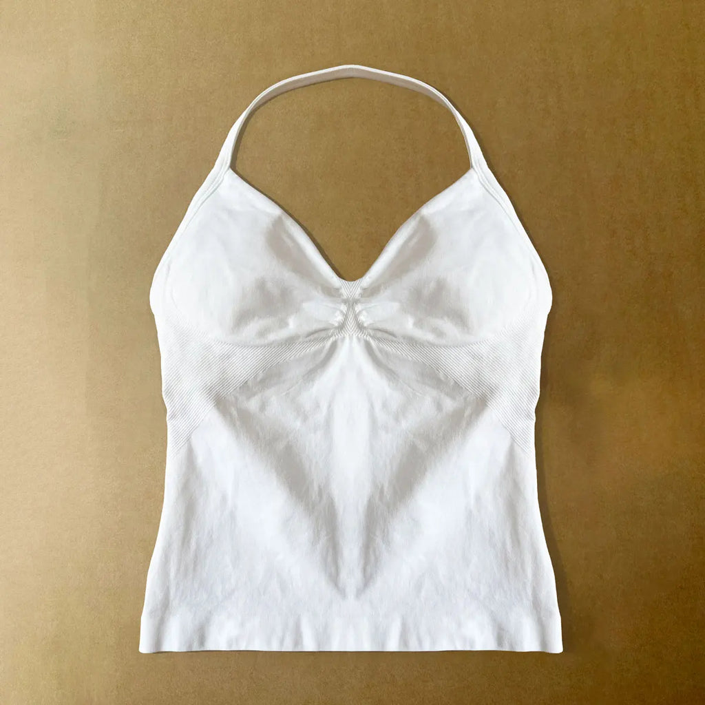 Longline Strappy Yoga Top Women Built In Bra Gym Fitness Halter Vest