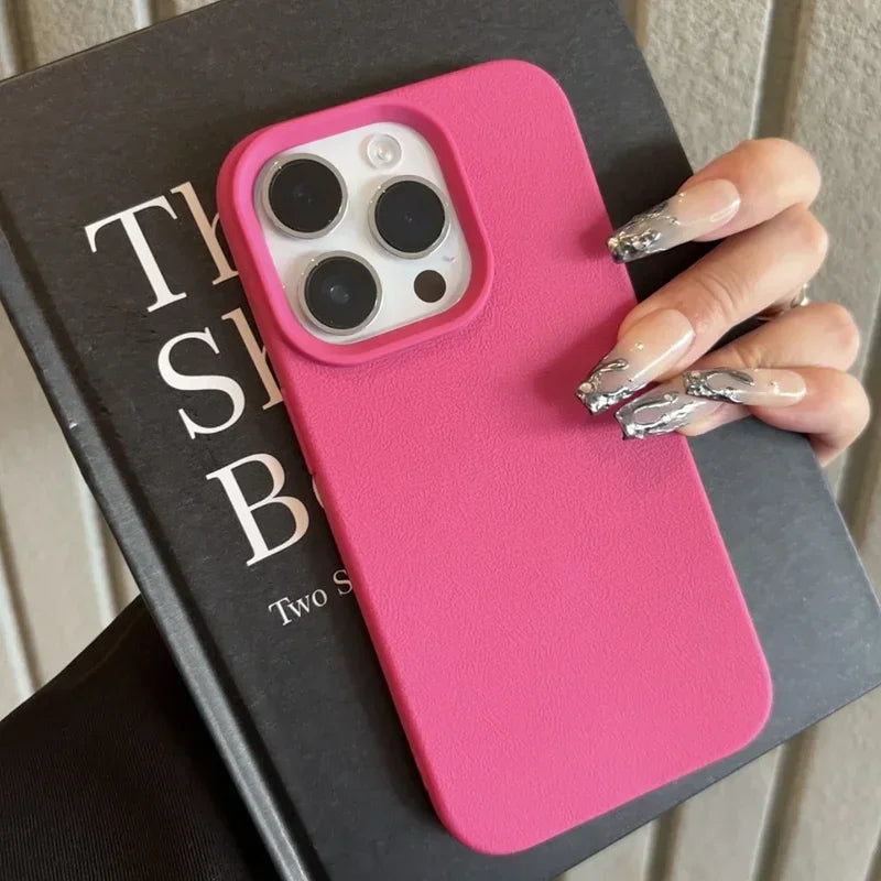 Matte Soft Leather Candy Shockproof Silicone iPhone Case