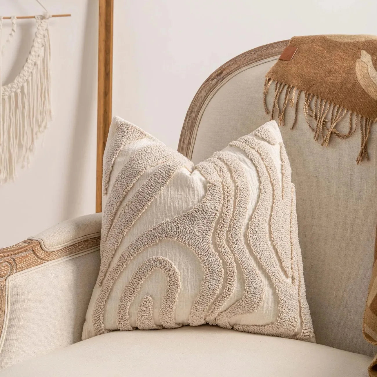 45x45 Boho Chenille Throw Pillow Cover Soft Geometric Cushion Case for Sofa Living Room
