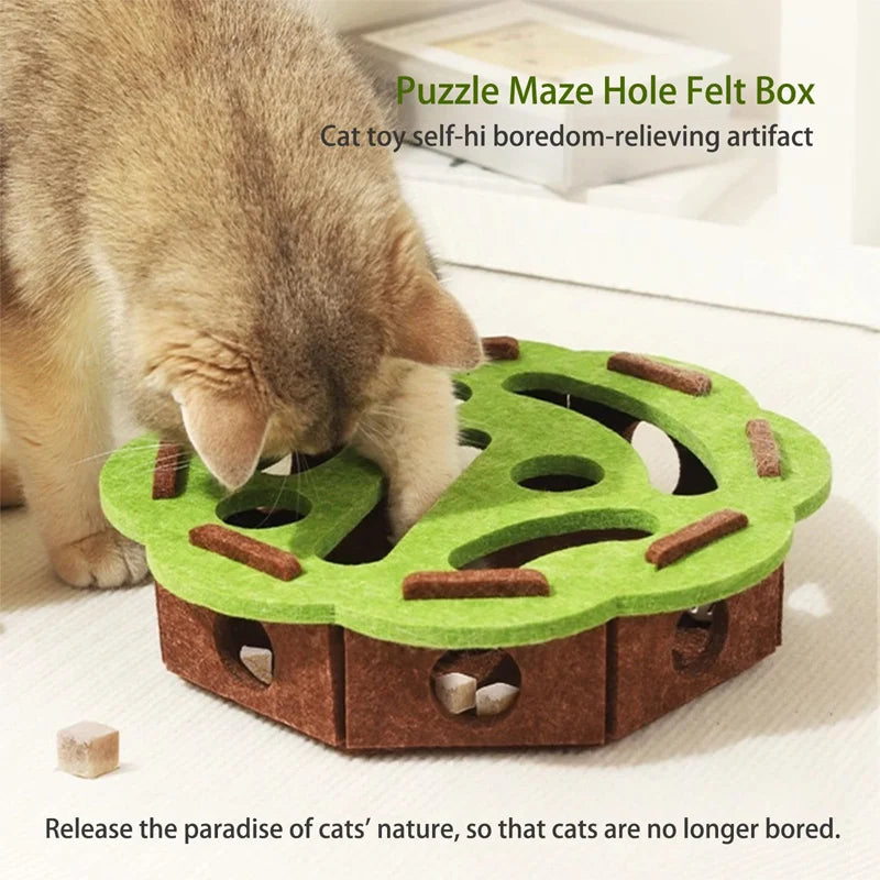Felt Cat Maze Ball Toy Scratcher Teaser Box