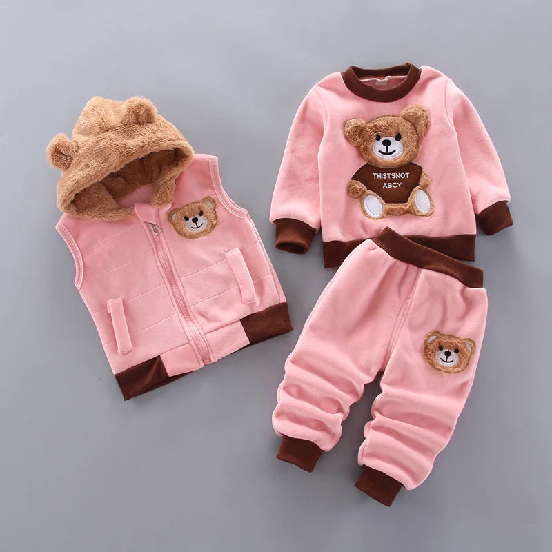 Baby Bear Hooded Three Piece Winter Clothing Set 0 to 4 Years