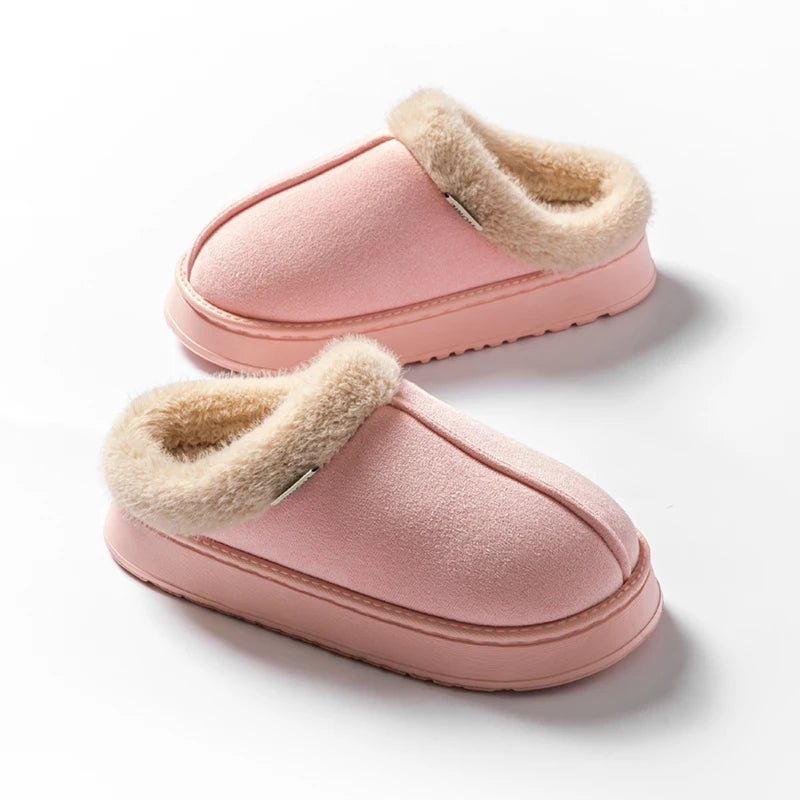 Fluffy Slippers Winter Warm Plush Indoor Shoes Non Slip EVA Thick Sole Home Slippers Women Men