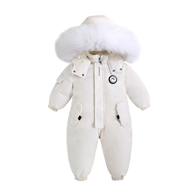 Kids Winter Ski Suit Waterproof Velvet Snowsuit for Boys Girls