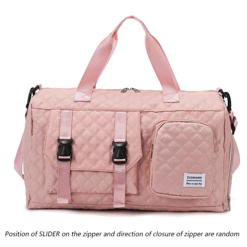 Quilted Travel Duffel Bag Women Large Capacity Gym Bag Waterproof Weekend Overnight Tote