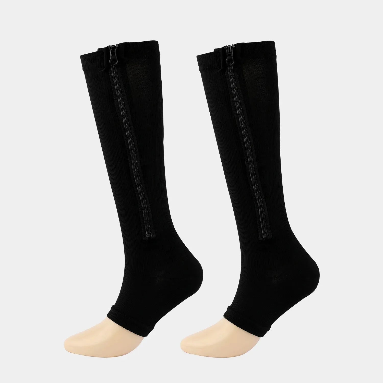 Zipper Compression Socks 15–20 mmHg Open Toe Medical Support Socks Men Women Circulation Relief