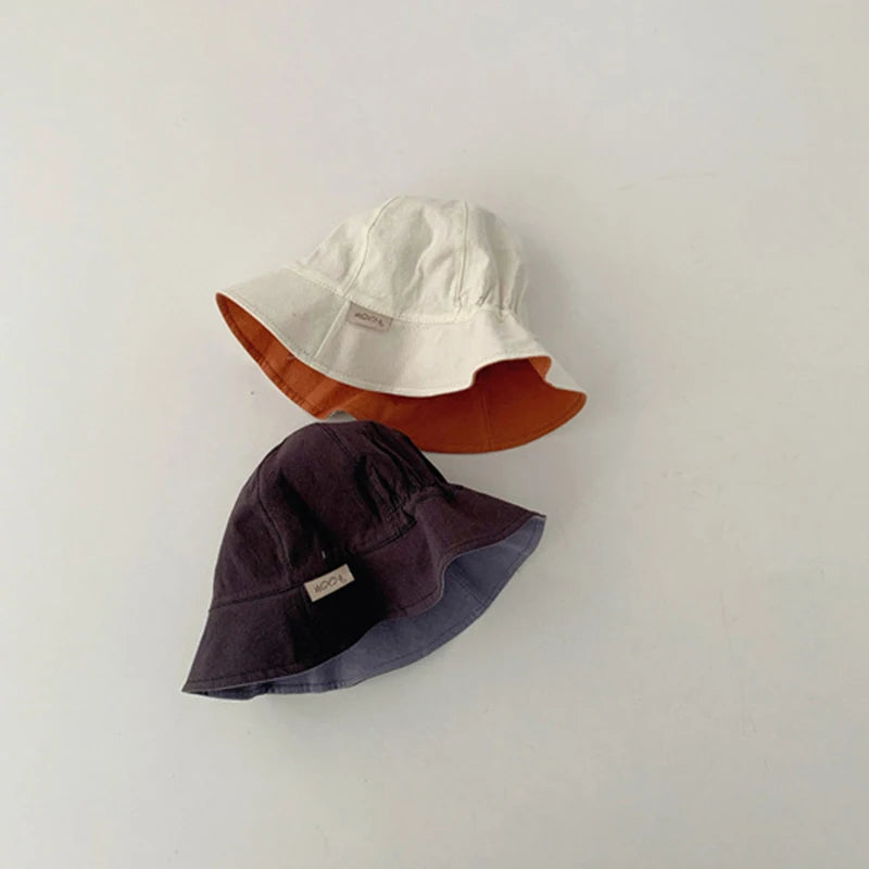 Double Sided Baby Bucket Hat Striped Plaid Summer Sun Hat for Kids
