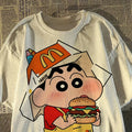 Women Crayon Shin Print Oversized T Shirt Y2K Harajuku Casual Streetwear Top