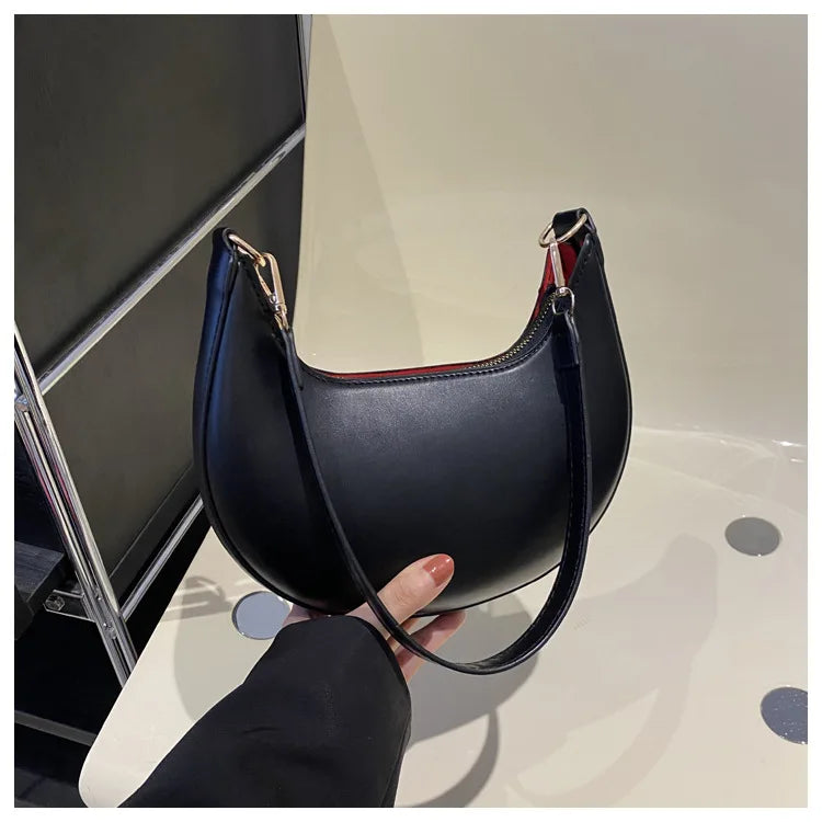 Women Moon Shoulder Bag Luxury Crescent Handbag Fashion Underarm Purse