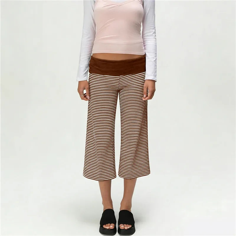 Women Fold Over Wide Leg Pants