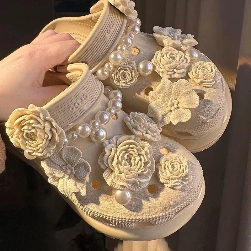 Flower Shoe Charms Set 3D Buckle Decorations Accessories for Clogs Women