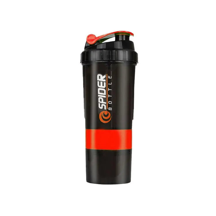 3 Layer Protein Shaker Bottle 600ml – Leakproof Gym Shaker Cup with Storage Compartments for Powder & Pills