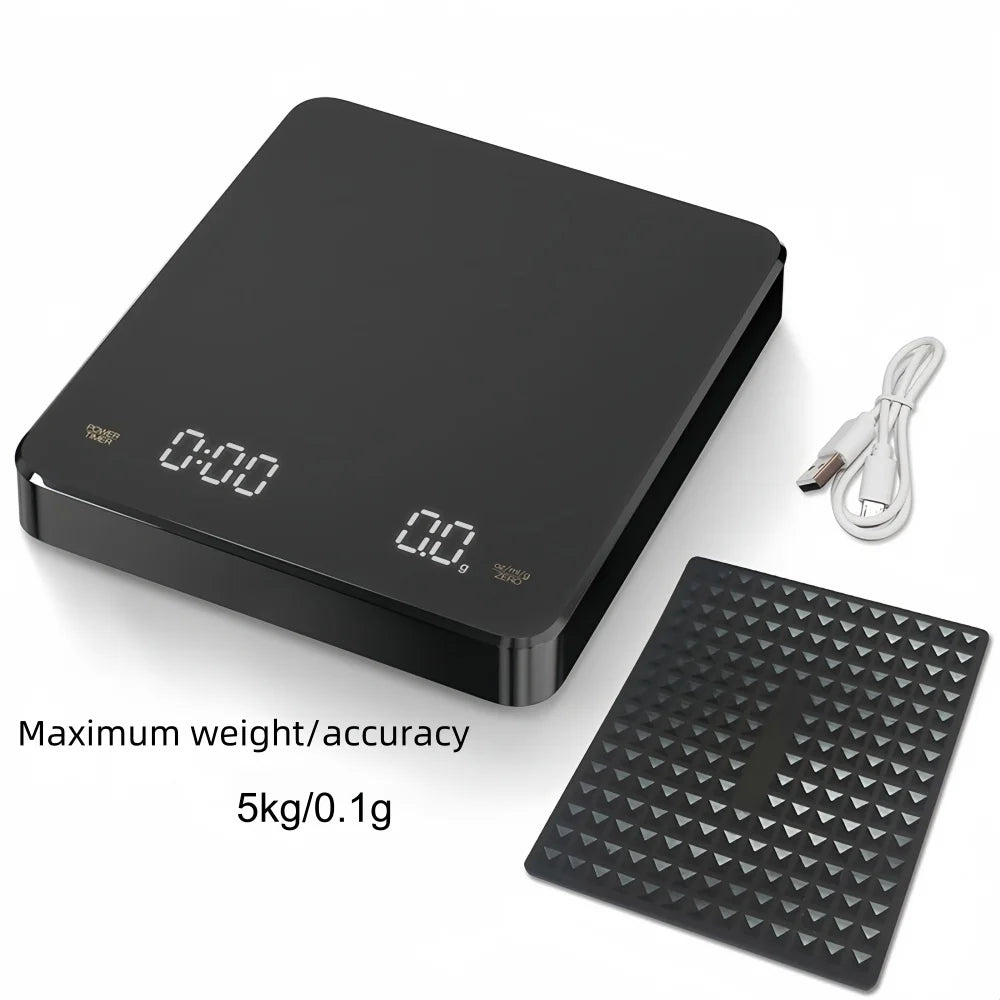 High Precision Coffee Scale USB Timer LED Waterproof Pad 3kg 5kg