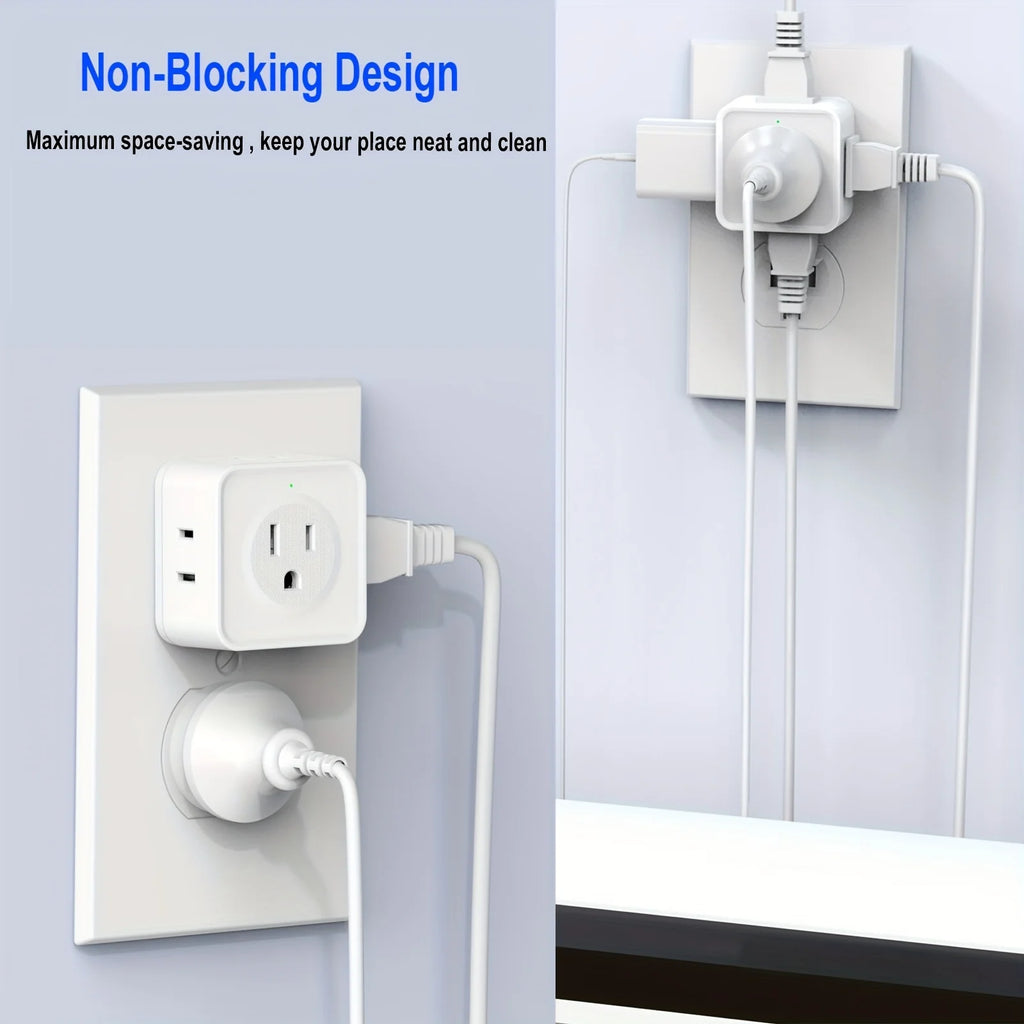 US Plug Outlet Expander 5 AC Multi Outlet Splitter Compact for Travel Home Office