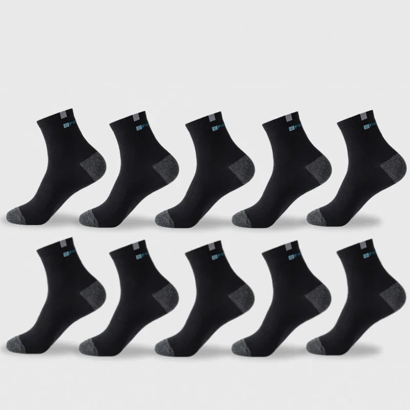 Men Cotton Sport Socks Breathable Mid Tube Elastic Running Sneakers Socks