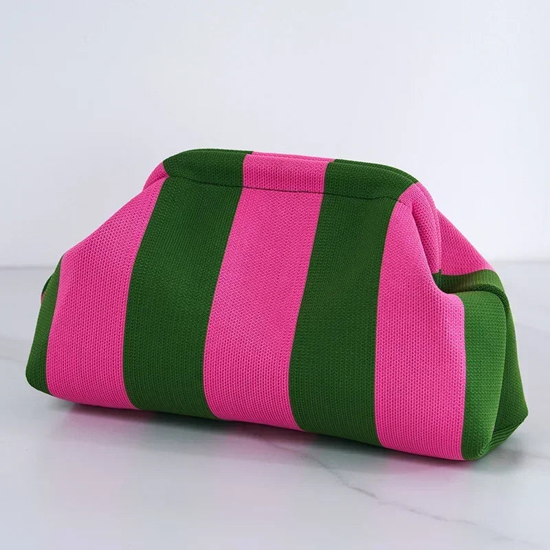 Women Woven Crochet Shoulder Bag Beach Clutch Ruched Hobo Purse