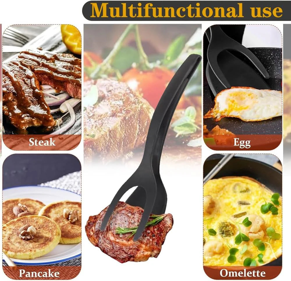 New 2 in 1 Grip Flip Spatula Tongs Egg