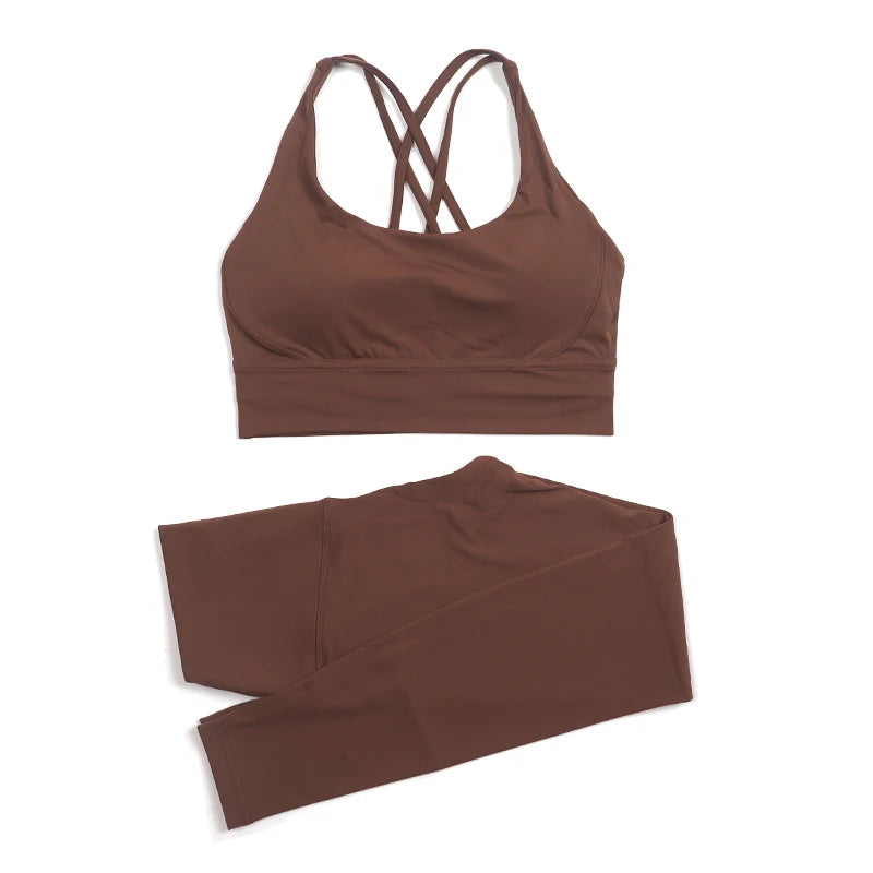 Women Seamless Gym Set Sports Bra & Leggings Fitness Yoga Workout Outfit