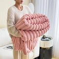 Rabbit Velvet Winter Blanket Thick Warm Flannel Solid Color Throw Blanket