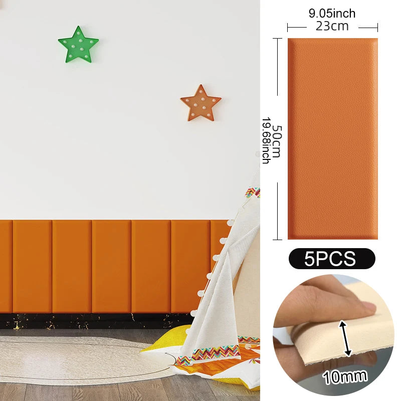 3D Wall Stickers Self Adhesive Anti Collision Foam Wall Pads Tatami Decor 5PCS