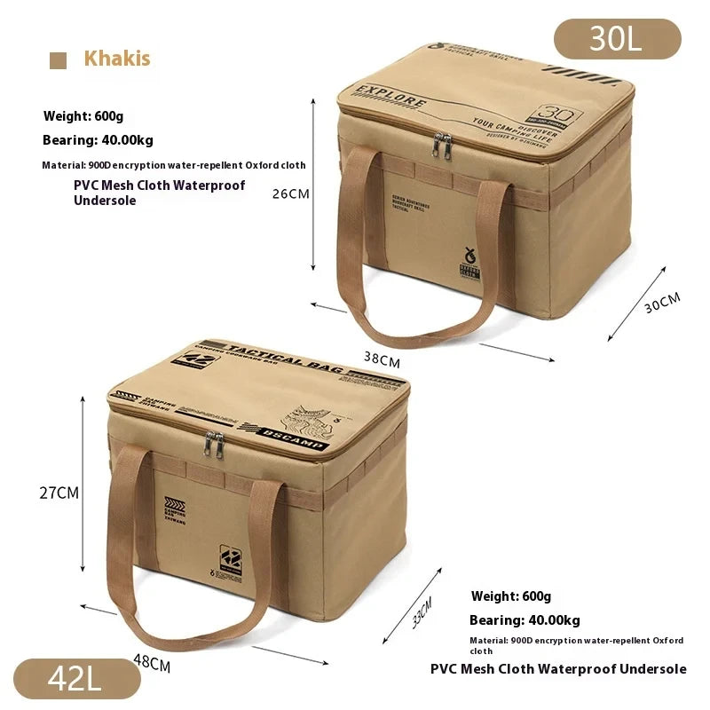 Tactical Camping Storage Bag 30-42L Insulated Folding Waterproof Picnic Gear Box