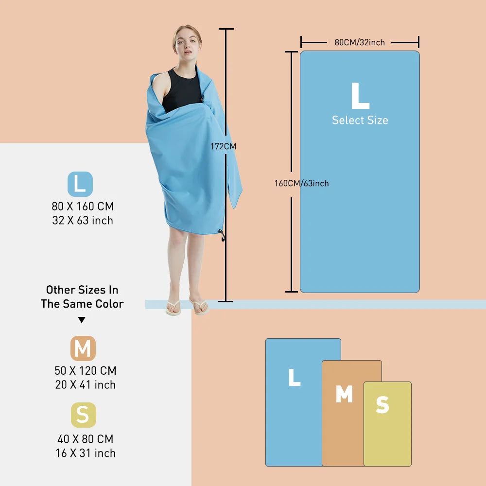 Microfiber Travel Towel Quick Dry Sandproof Lightweight Gym Beach Towel