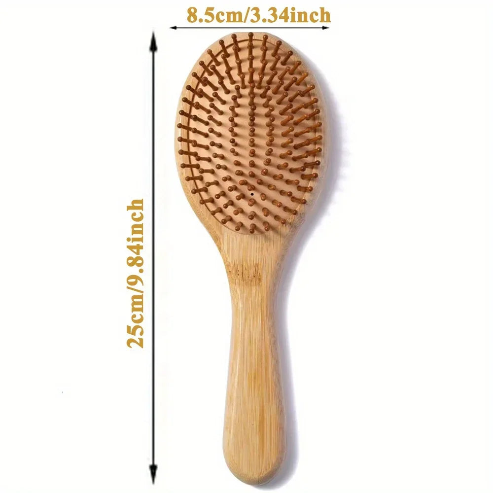 Bamboo Paddle Hair Comb Air Cushion Anti Static Detangling Scalp Massage Comb