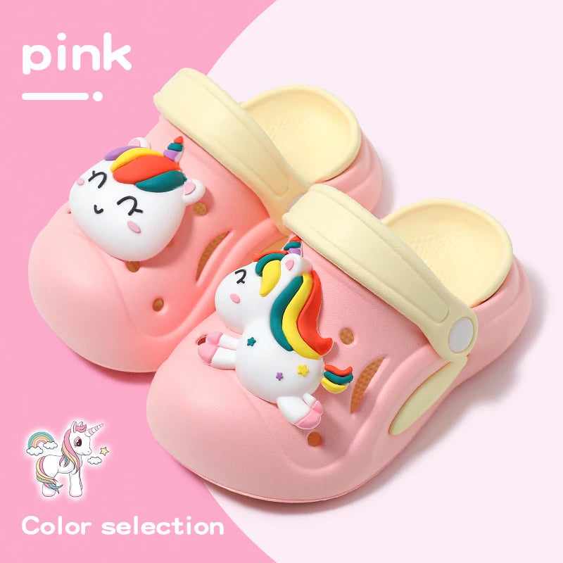 Kids Unicorn Clogs Sandals Anti-Slip Summer Beach Shoes Cute Cartoon Garden Shoes for Girls