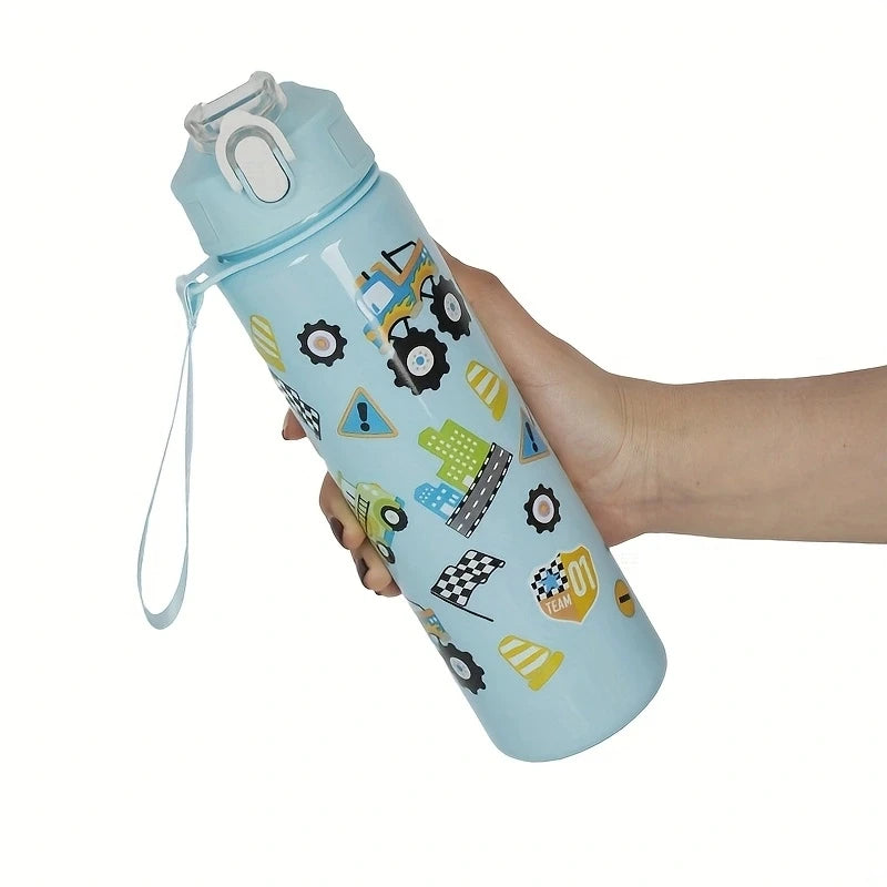 Cute Cartoon Water Bottle 750ml – Kids Leakproof Drinking Bottle with Straw for School, Travel & Gifts