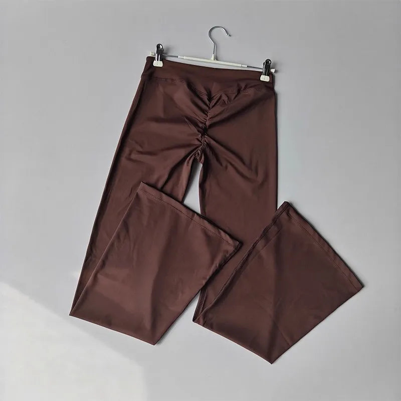 Women High Waist Flare Yoga Leggings V Cross Bell Bottom Pants