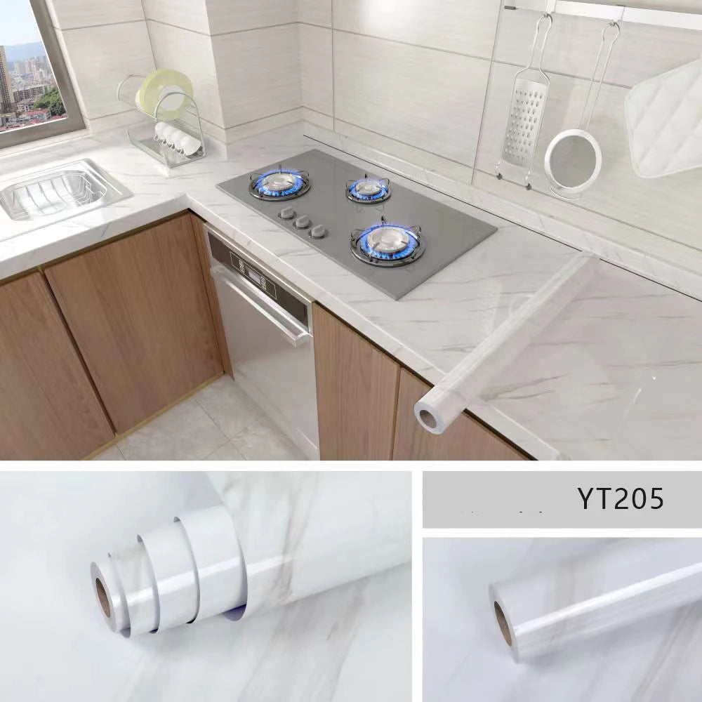 PVC Marble Wall Sticker Self Adhesive Waterproof Oil Resistant Kitchen Wall Decor 40cm