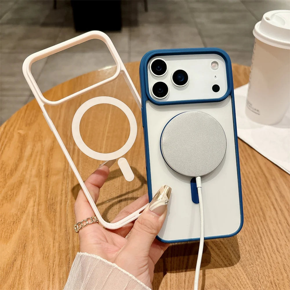 Magnetic Transparent Acrylic Shockproof iPhone Case