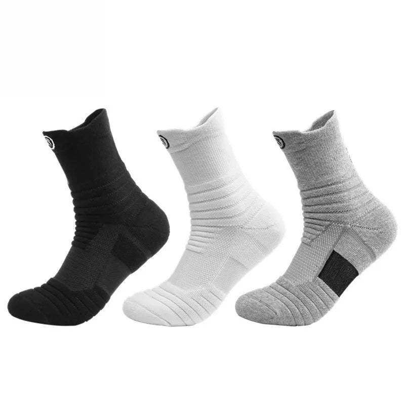 Men Compression Sports Socks High Elastic Breathable Basketball Cycling Running Tube Socks 1–3 Pairs