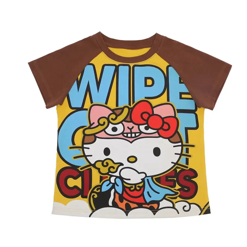 Y2K Hello Kitty Cartoon Printed Cute Short T Shirt